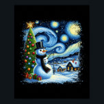 Van Gogh Starry Night Christmas Snowman Snowy Nigh Poster<br><div class="desc">Van Gogh Starry Night Christmas Snowman Snowy Night Xmas</div>