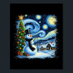 Van Gogh Starry Night Christmas Snowman Snowy Nigh Poster<br><div class="desc">Van Gogh Starry Night Christmas Snowman Snowy Night Xmas</div>