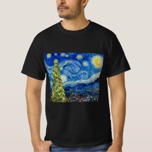 Van Gogh Starry Night - Christmas Tree T - Shirt