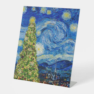 Van Gogh Starry Night - Christmas Tree Table Numbe Sockelschild