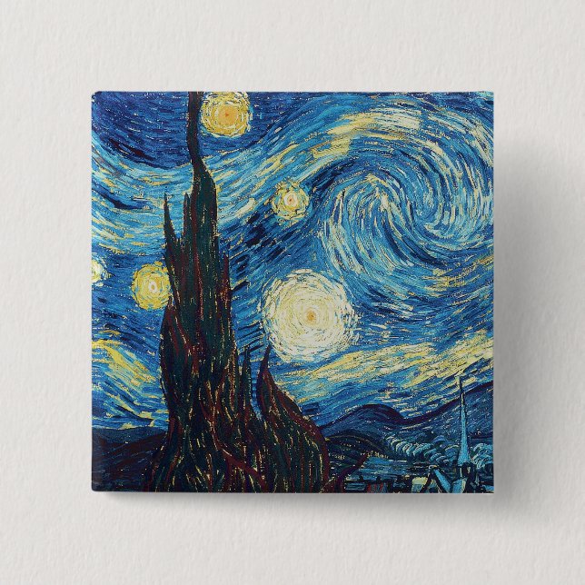 Van Gogh Starry Night Classic Impressionismus Art Button (Vorderseite)