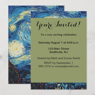 Van Gogh Starry Night Classic Impressionismus Art Einladung