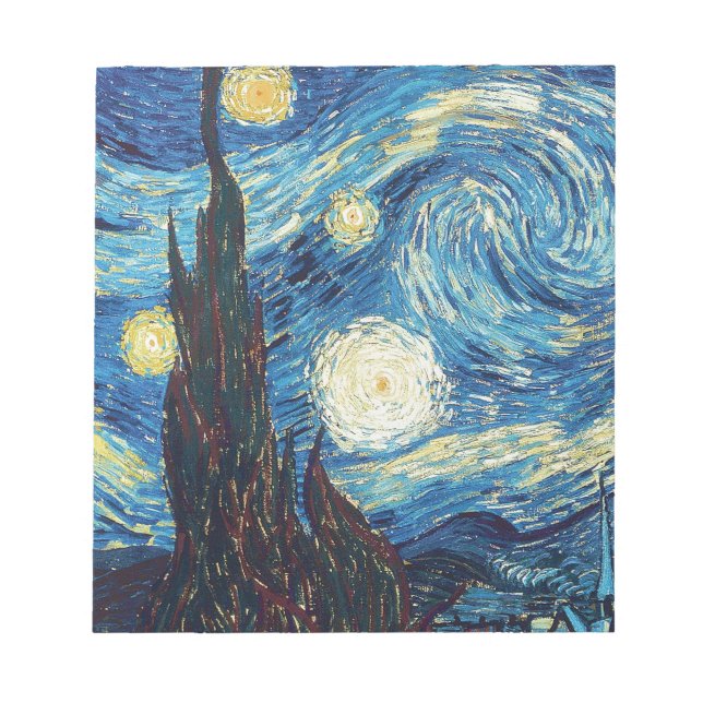 Van Gogh Starry Night Classic Impressionismus Art Notizblock (Vorderseite)