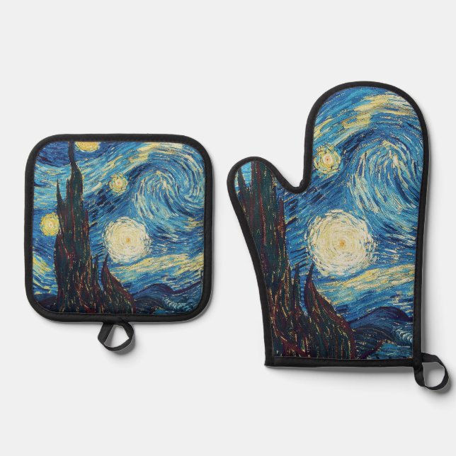 Van Gogh Starry Night Classic Impressionismus Art Ofenhandschuh & Topflappen-Set (Vorderseite)