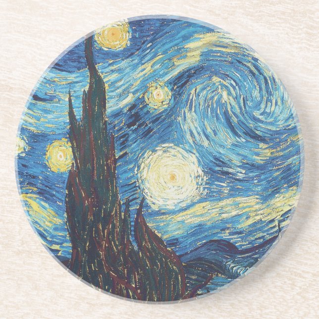 Van Gogh Starry Night Classic Impressionismus Art Sandstein Untersetzer (Vorne)