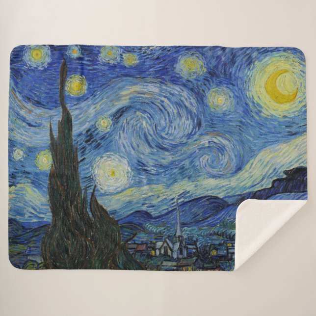 Van Gogh Starry Night Cosy Wohngestaltung Holiday  Sherpadecke (Vorderseite (Horizontal))