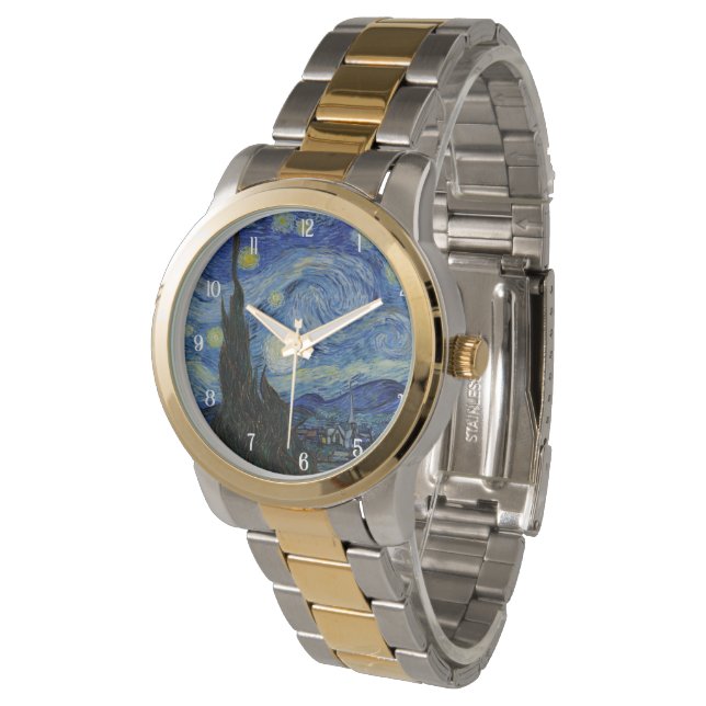 Van Gogh Starry Night Elegant Men's Watch Armbanduhr (Schrägansicht)