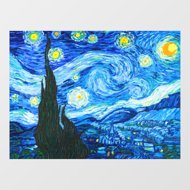 Van Gogh Starry Night Fensteraufkleber (Blatt)