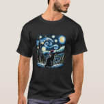 Van Gogh Starry Night Festivals Black Cat T-Shirt<br><div class="desc">Van Gogh Starry Night Festivals Black Cat Weihnachtsmannmütze</div>