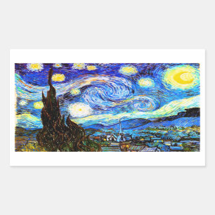 Van Gogh Starry Night Fine Art Rechteckiger Aufkleber
