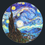 Van Gogh Starry Night Fine Art Runder Aufkleber<br><div class="desc">Starry Night,  schöne Kunst von Vincent van Gogh.</div>