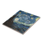 Van Gogh Starry Night Fliese<br><div class="desc">Meisterwerk der Vincent Van Gogh Starry Night, Vintage Kunstwerke zu modernen Produkten aus Zazilicious</div>