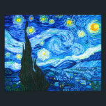 Van Gogh Starry Night Fotodruck<br><div class="desc">Foto Print mit Vincent van Gogh Ölgemälde The Starry Night (1889). Inspiriert durch seinen bleibe bei einem Asyl,  zeigt die Kunst ein Dorf unter einem Nachthimmel von blauen und gelben Mond und Sternen. Ein großartiges Geschenk für die Fans von Post-Impressionismus und holländischer Kunst.</div>