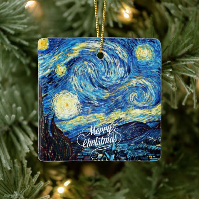 Van Gogh-Starry Night, Frohe Weihnachten, Keramikornament (Baum)