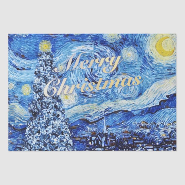 Van Gogh - Starry Night Frohe Weihnachten  Seidenpapier (Vorderseite)