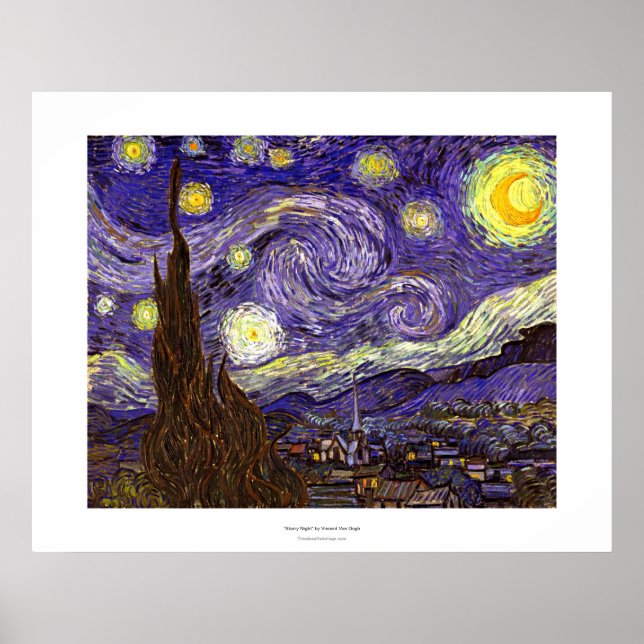 Van Gogh Starry Night Gemälde des Künstlers Vincen Poster (Vorne)