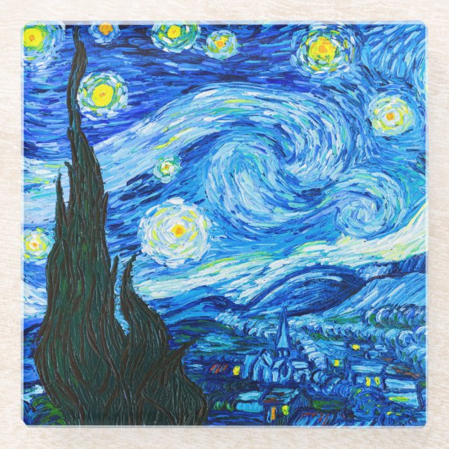 Van Gogh Starry Night Glasuntersetzer (Vorderseite)