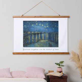 Van Gogh Starry Night Gratitude Artistic Uplifting Wandteppich Mit Holzrahmen
