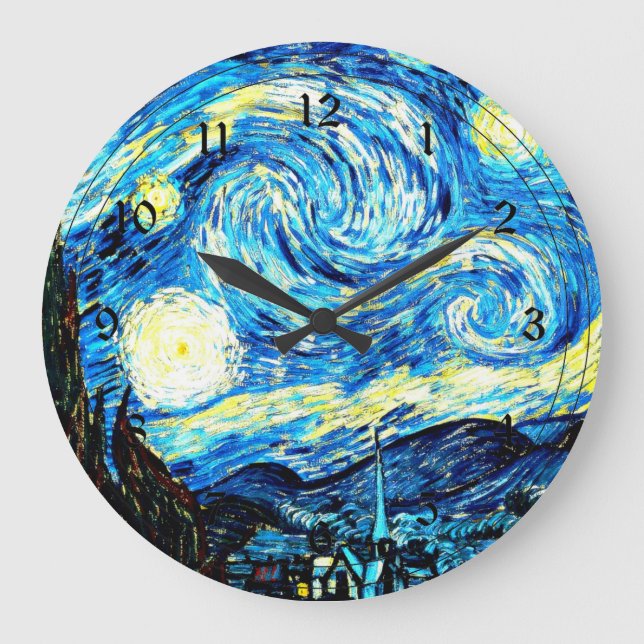 Van Gogh - Starry Night Große Wanduhr (Vorderseite)
