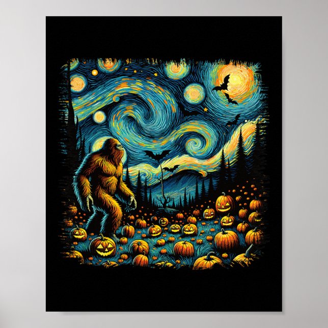 Van Gogh Starry Night Halloween Big Foot Pumpkin Poster (Vorne)