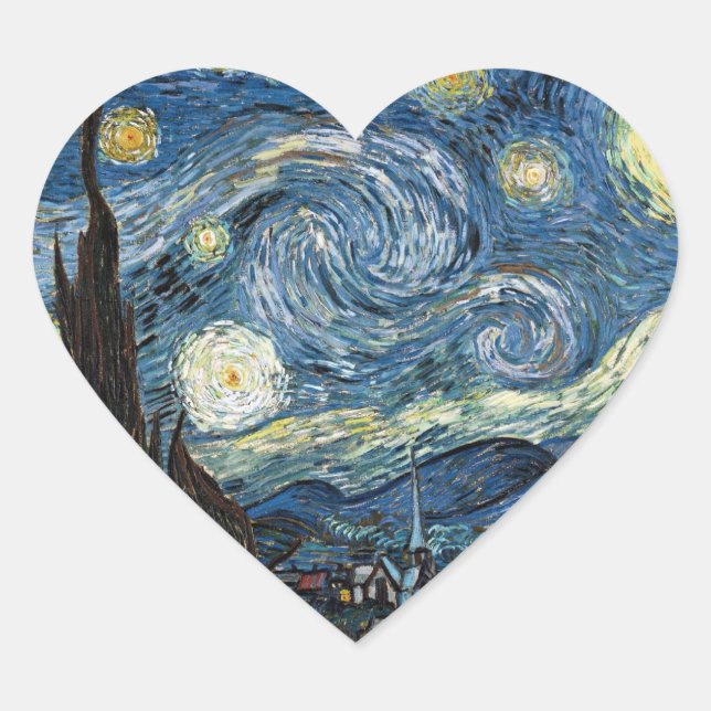 Van Gogh Starry Night Herz-Aufkleber (Vorderseite)