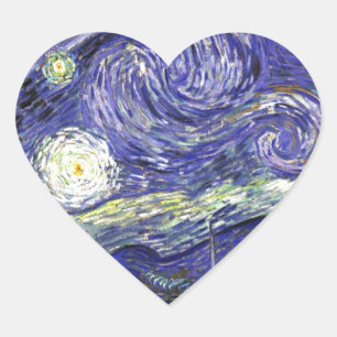 Van Gogh Starry Night Herz-Aufkleber