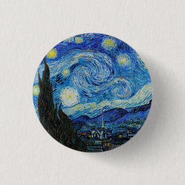 Van Gogh Starry Night. Impressionismus Vintage Kun Button