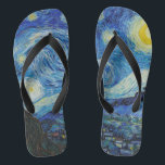 Van Gogh Starry Night. Impressionismus Vintage Kun Flip Flops<br><div class="desc">Van Gogh "The Starry Night" flip Flops.</div>
