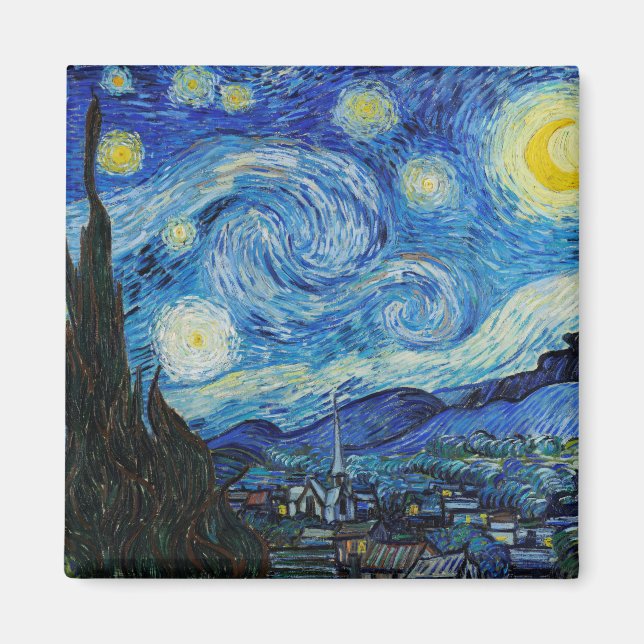 Van Gogh Starry Night. Impressionismus Vintage Kun Magnet (Vorne)