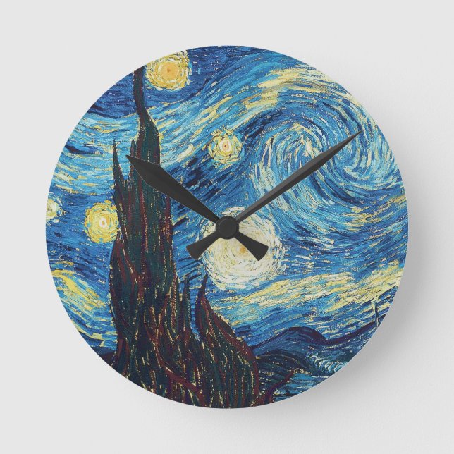 Van Gogh Starry Night Impressionist Malerei Runde Wanduhr (Vorderseite)