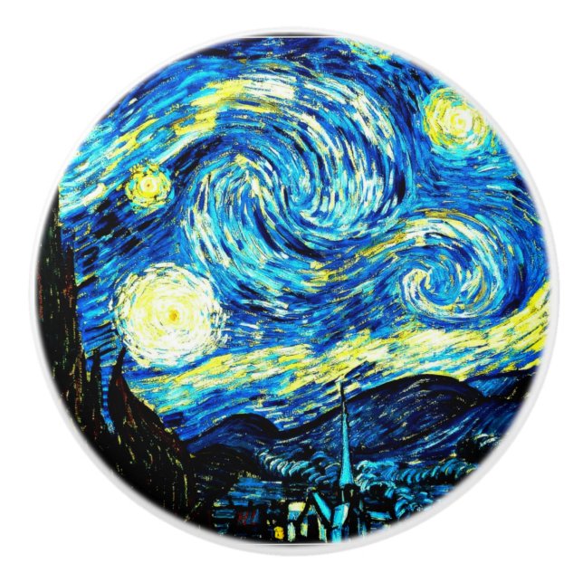 Van Gogh - Starry Night Keramikknauf (Vorderseite)