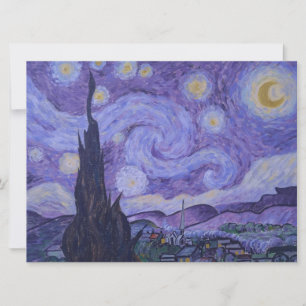 Van Gogh Starry Night Lila Art Print Flat Card Einladung