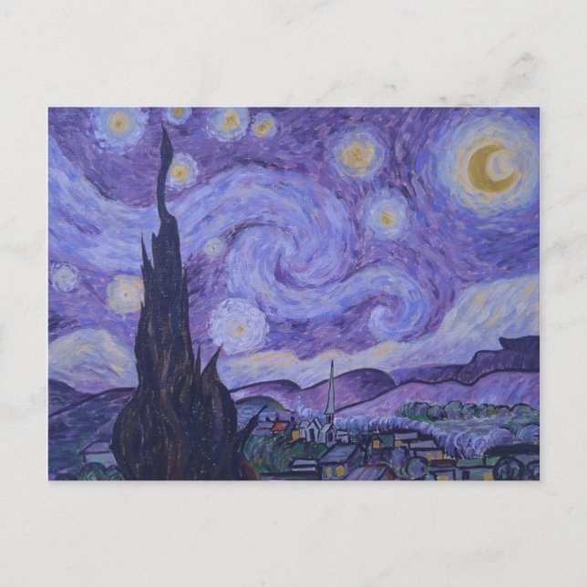 Van Gogh Starry Night - Lila Postkarte (Vorderseite)