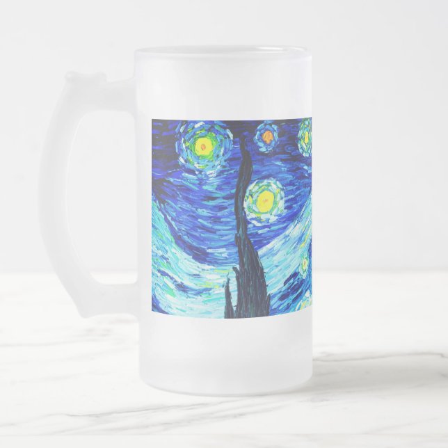 Van Gogh Starry Night Mattglas Bierglas (Links)
