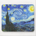 VAN GOGH Starry Night Mousepad<br><div class="desc">"van gogh vincent",  Sternennacht,  "berühmtes Gemälde",  Vintag,  Sterne,  Himmel,  "Fine Art",  blau</div>