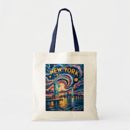 Van Gogh Starry Night New York Liberty Skyline Art Tragetasche