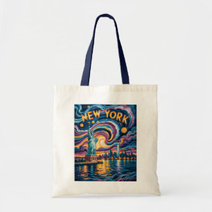 Van Gogh Starry Night New York Liberty Skyline Art Tragetasche