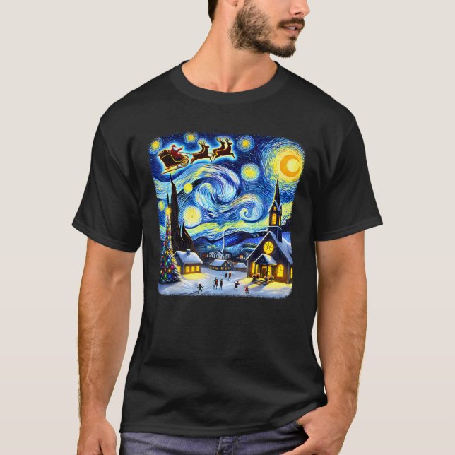Van Gogh Starry Night Niedlich Funny Weihnachten W T-Shirt (Vorderseite)