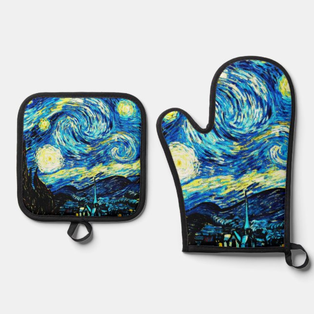 Van Gogh - Starry Night Ofenhandschuh & Topflappen-Set (Vorderseite)