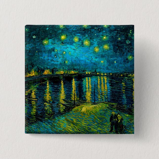 Van Gogh Starry Night Over Rhône Button (Vorderseite)