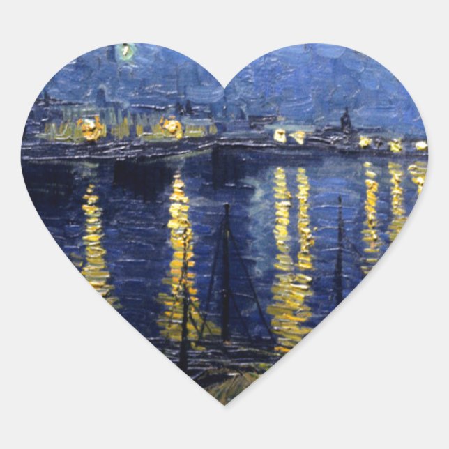 Van Gogh Starry Night Over Rhone Herz-Aufkleber (Vorderseite)