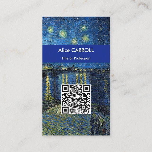 Van Gogh - Starry Night Over Rhone - QR Code Visitenkarte (Vorderseite)