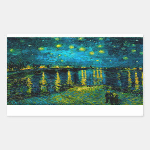 Van Gogh Starry Night Over Rhône Rechteckiger Aufkleber