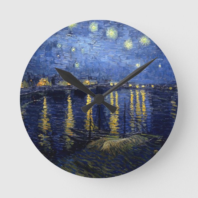 Van Gogh Starry Night Over Rhone Runde Wanduhr (Vorderseite)