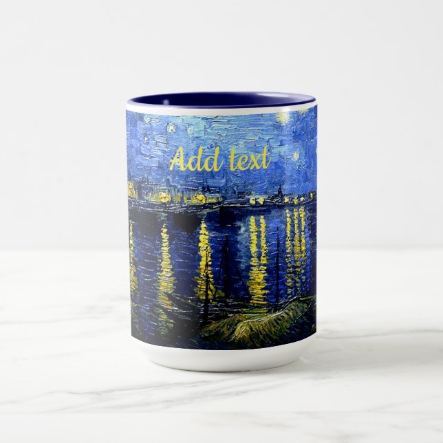 Van Gogh - Starry Night over Rhone TEMPLATE Tasse (Zentrum)