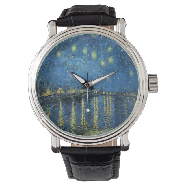 van Gogh Starry Night Over the Rhone Armbanduhr (Vorderseite)