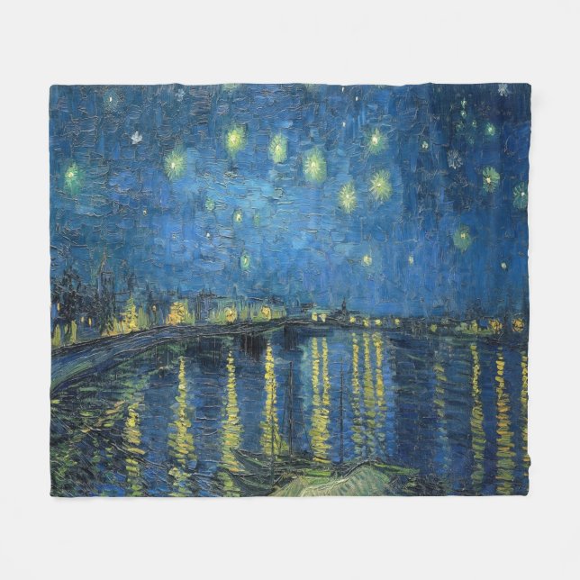van Gogh Starry Night Over the Rhone Fleecedecke (Vorderseite (Horizontal))
