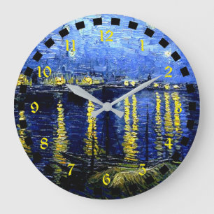 Van Gogh - Starry Night over the Rhone Große Wanduhr