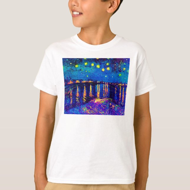 Van Gogh - Starry Night Over the Rhone Pop Art T-Shirt (Vorderseite)