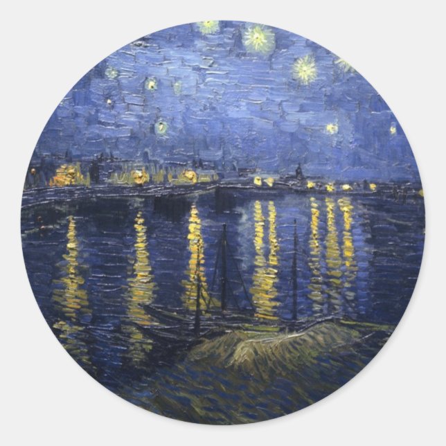 van Gogh Starry Night Over the Rhone Runder Aufkleber (Vorderseite)